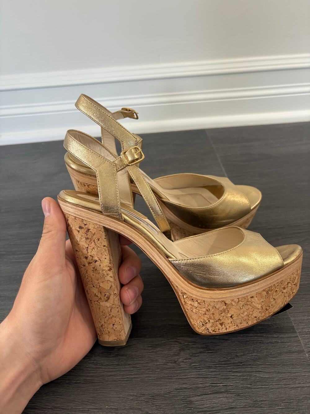 Brian Atwood Gold Platform Heels Size 38